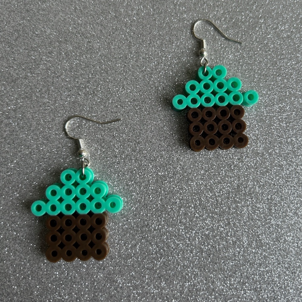 Handmade Cupcake Perler Bead Earrings